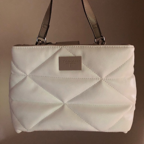 Tahari Handbags - Tahari Cream Quilted Shoulder Bag